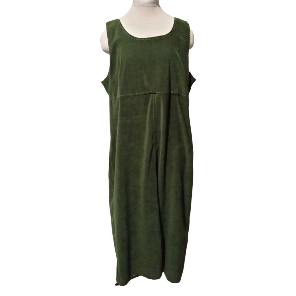 White Stag Size XL (16/18) Dress Sleeveless Back Zip & Slit Olive Green - Picture 2 of 7